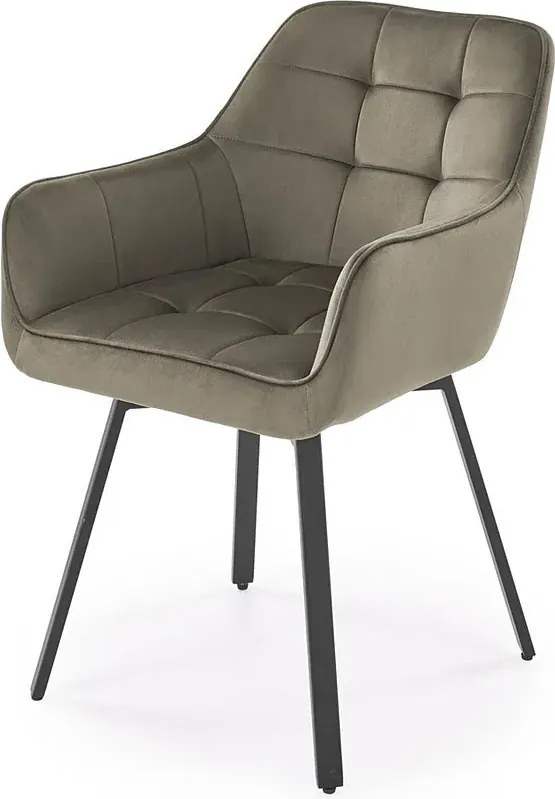 Tapicerowane beżowe krzesło na metalowej podstawie L6-C61