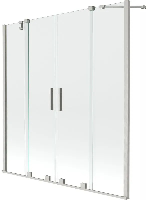 Mexen Velar Duo parawan nawannowy 2-skrzydłowy rozsuwany 140 x 150 cm, transparent, nikiel szczotkowany - 896-140-000-02-97