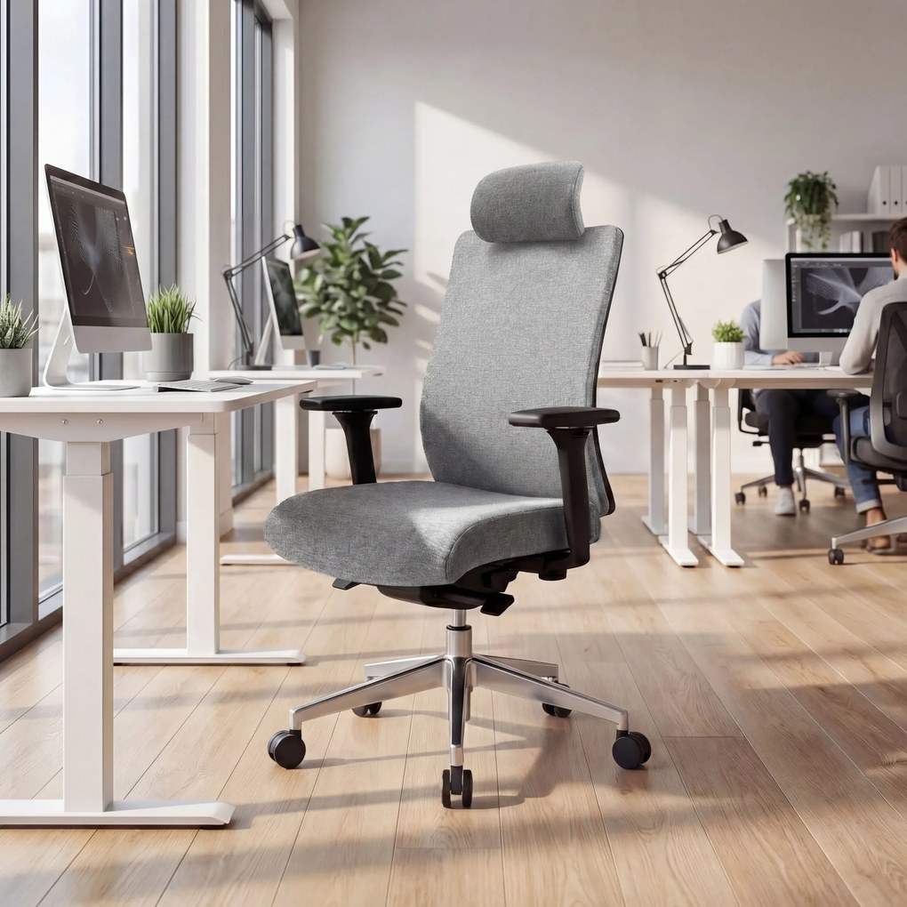 Fotel biurowy ergonomiczny obrotowy szary: VECTOR