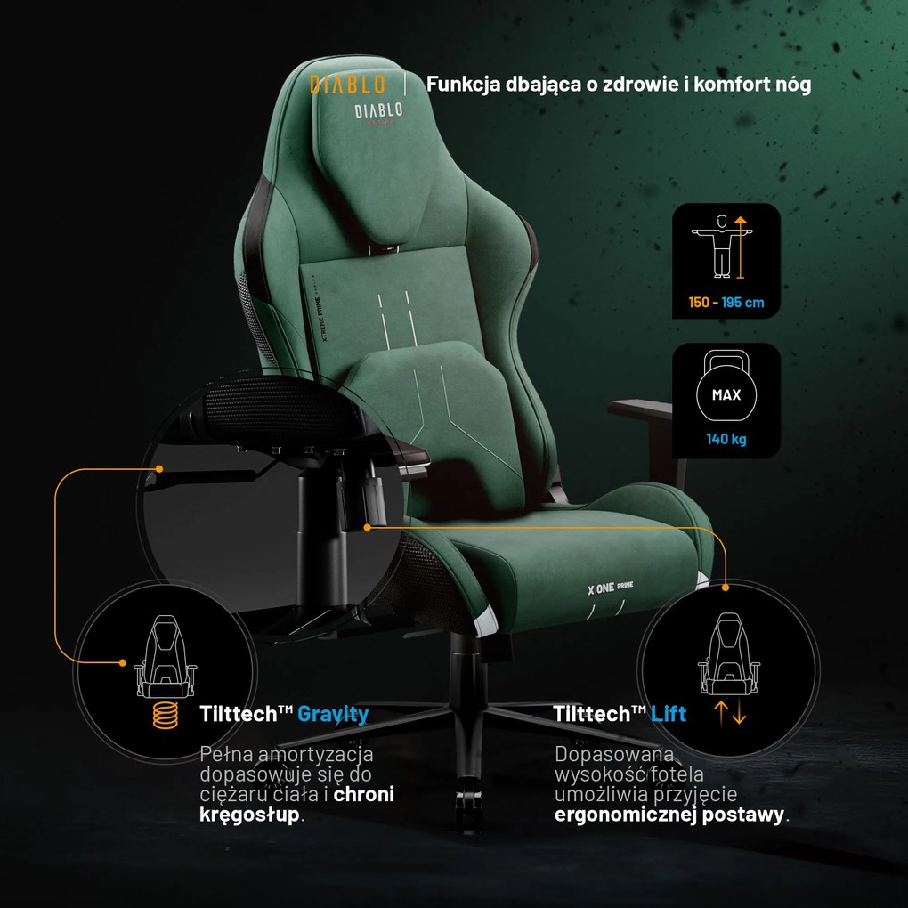 Fotel Diablo X.One Prime, Forest Green, Normal Size