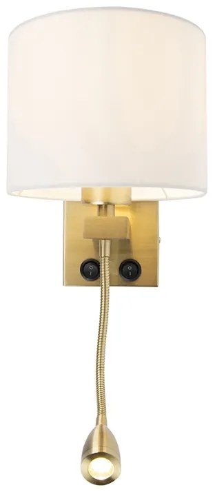 Lampa ścienna w stylu art deco złota z białym kloszem - Brescia ArtDeco Oswietlenie wewnetrzne