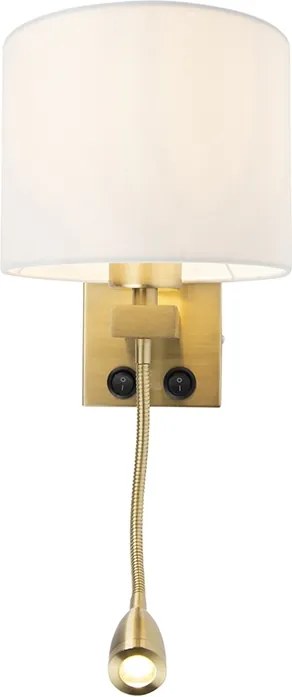 Lampa ścienna w stylu art deco złota z białym kloszem - Brescia