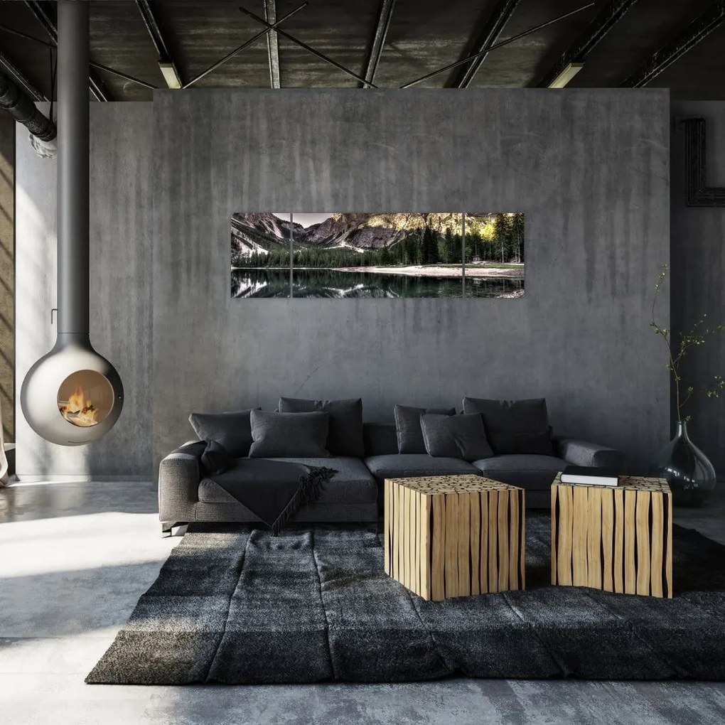 Obraz jeziora w górach (170x50 cm)