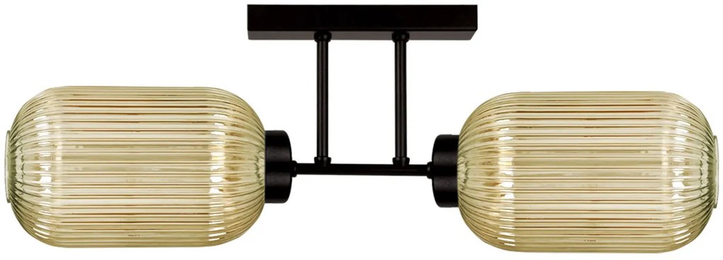 Sufitowa lampa z dwoma szklanymi kloszami beżowa H3-T83
