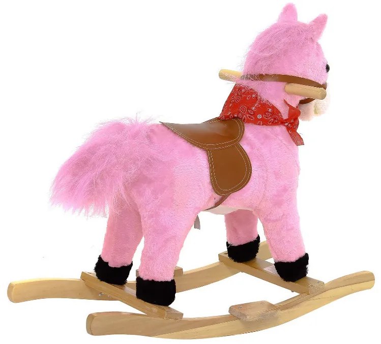 Konik Różowy Koń na biegunach rży + ruchomy ogon i pysk bujak