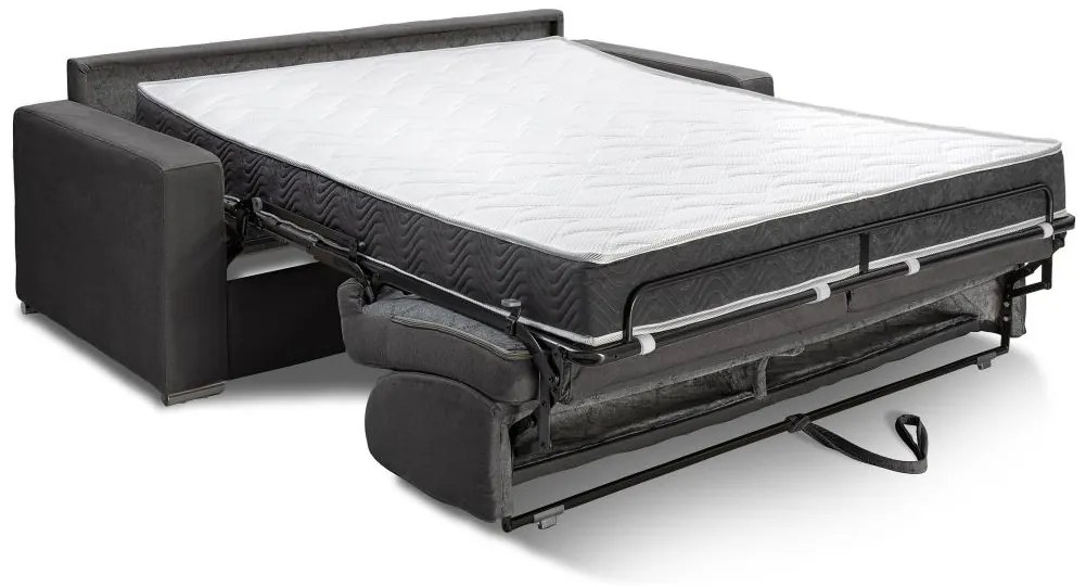 Kanapa 2-osobowa z ekspresowym mechanizmem rozkładania z tkaniny CALITO - Kolor: antracytowy - Miejsce do spania: 120 cm - Materac 18 cm
