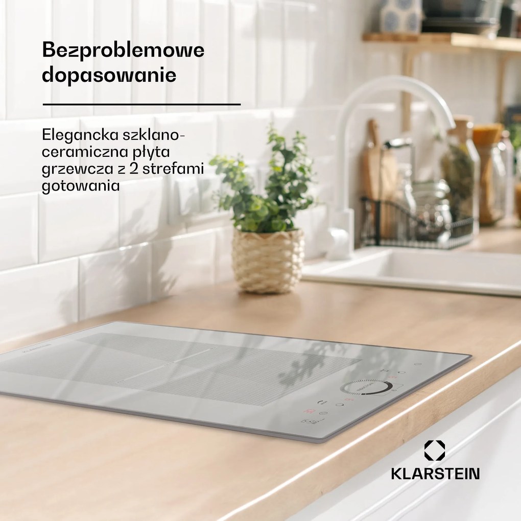 Klarstein Delicatessa 30cm Płyta Indukcyjna 2 Strefy Gotowania Biały