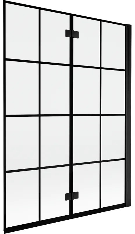 Mexen Mist parawan nawannowy 2-skrzydłowy prawy 130 x 150 cm, czarna kratka, czarny - 8A9-130-002-70-77-P