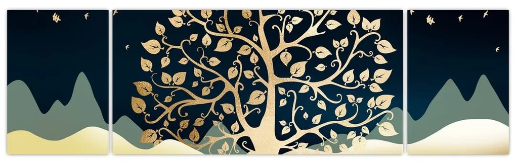Obraz złotego drzewa (170x50 cm)