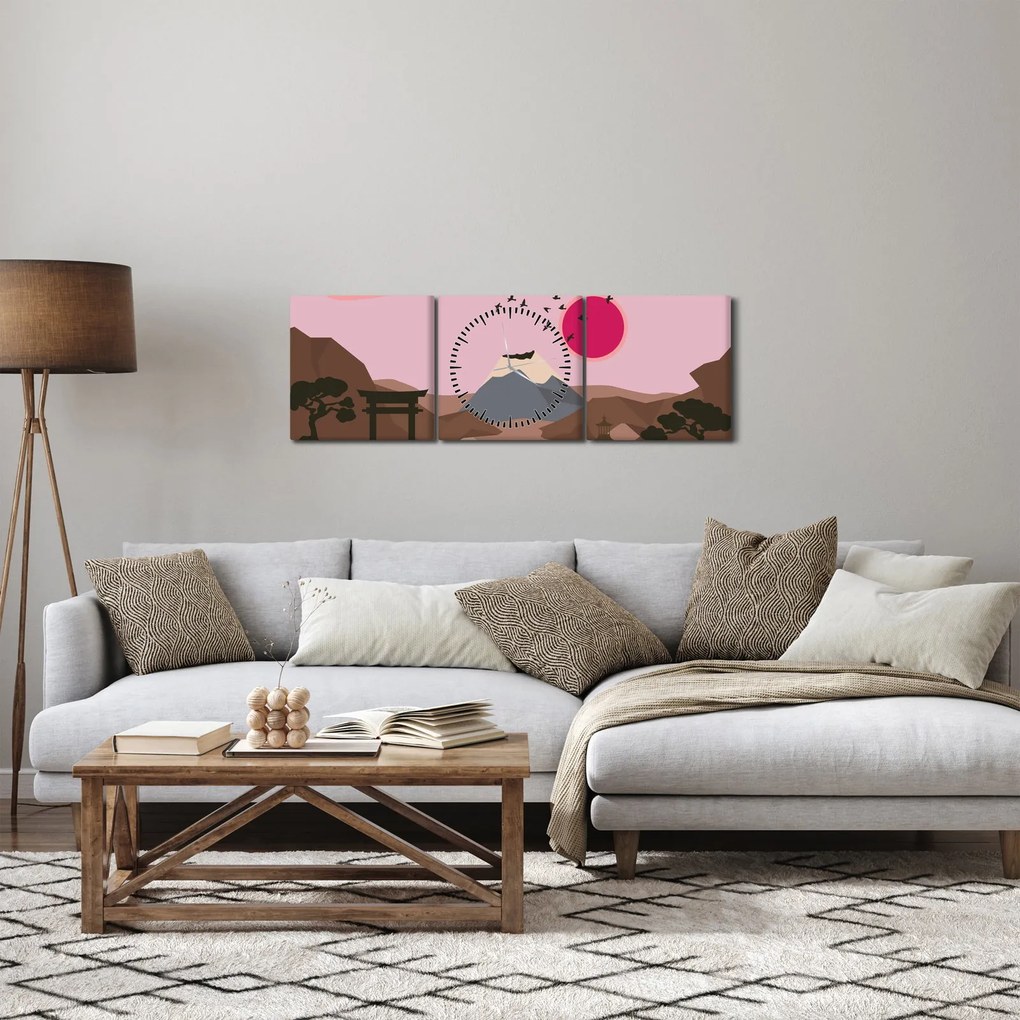 Obraz - Japonia N⁰2 (z zegarem) (90x30 cm)