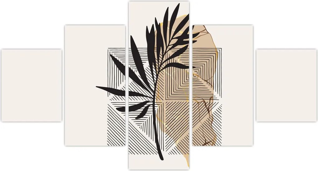 Obraz - Abstrakcja z tropikalnymi liśćmi N⁰1 (125x70 cm)