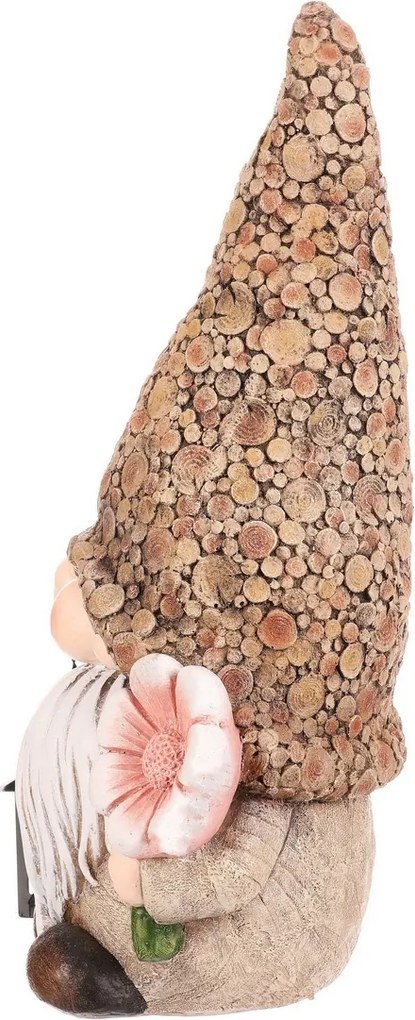 Skrzat z kwiatkiem i lampionem na świeczkę,poliresina, 30 x 20 x 50 cm