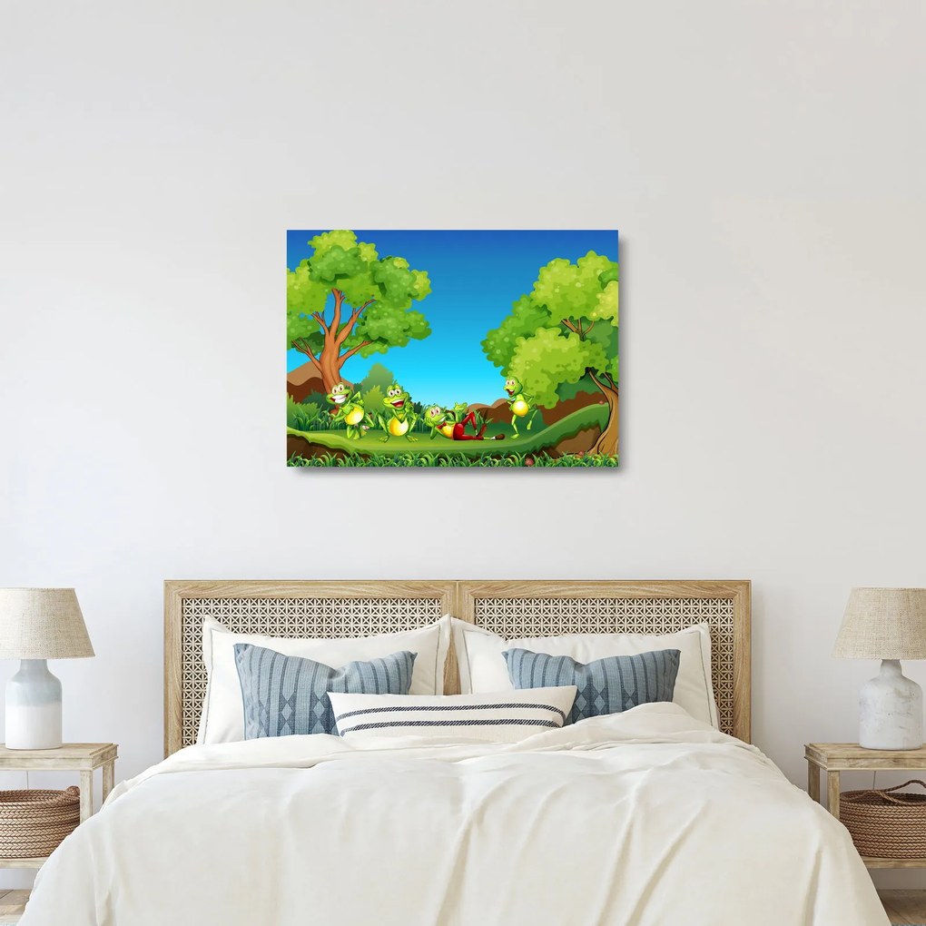 Obraz na szkle - Wesołe żaby (70x50 cm)