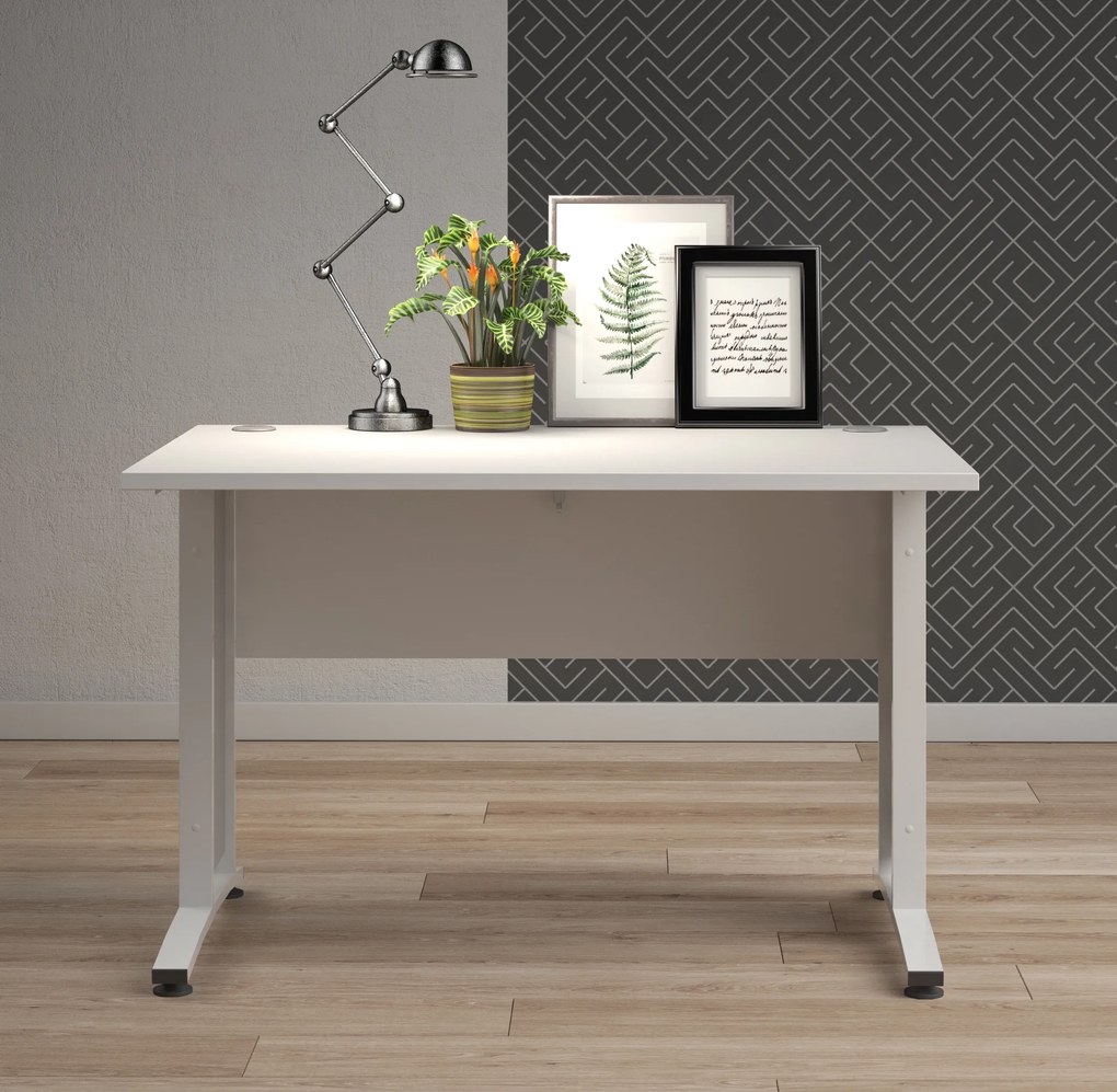 Biurko proste Prima biały 120 białe nogi