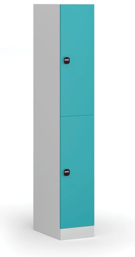 Szafka skrytkowa S1, 2 schowki, 1850 x 300 x 500 mm, demontaż, zamek RFID, drzwi zielone