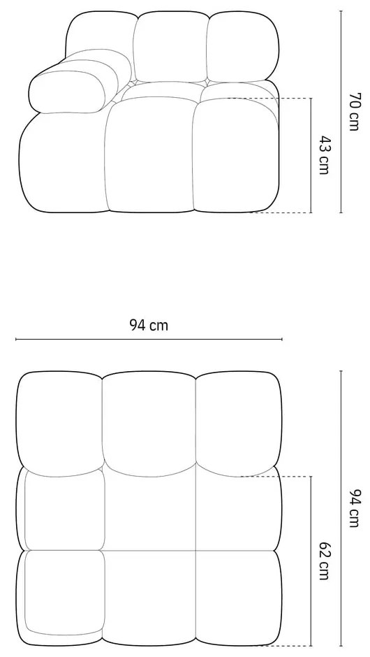 Pomarańczowy moduł sofy z materiału bouclé (lewostronny) Bellis – Micadoni Home