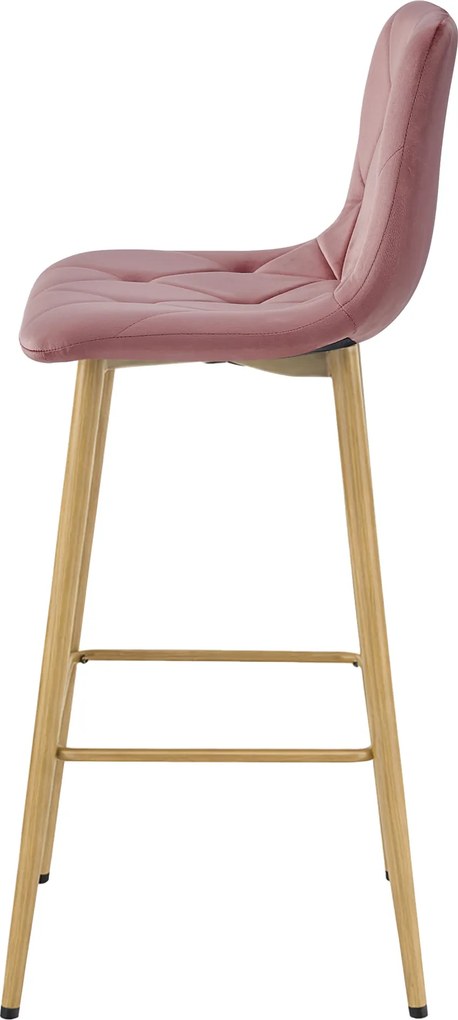 Ciemnoróżowy hoker NADO VELVET z nogami w dekorze dąb