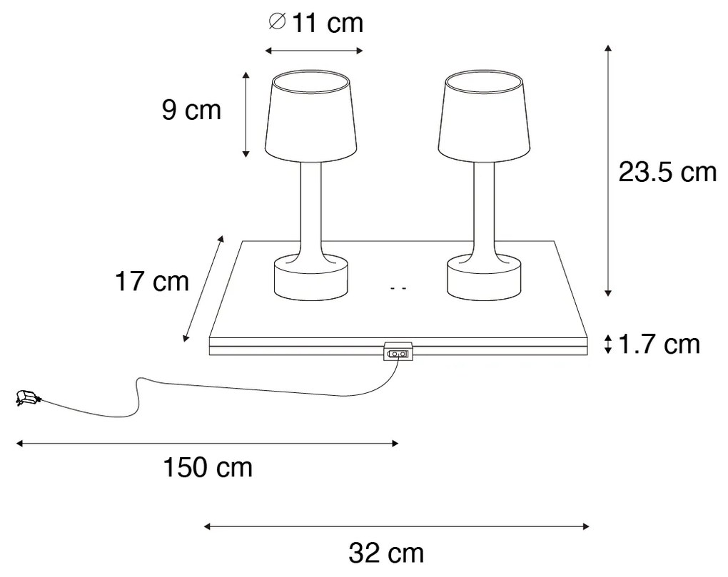 Zestaw 2 lamp stołowych złotych z beżowym RGBW do ładowania - Elise Nowoczesny Oswietlenie wewnetrzne