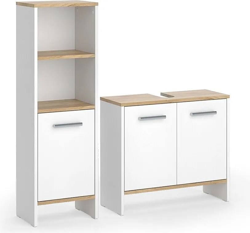 Zestaw mebli łazienkowych biały/złoty dąb 63.8x26.3x57 karli