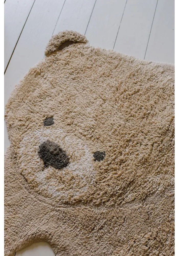 Beżowy bawełniany dywan dziecięcy tkany ręcznie odpowiedni do prania 120x122 cm Bear – Lorena Canals
