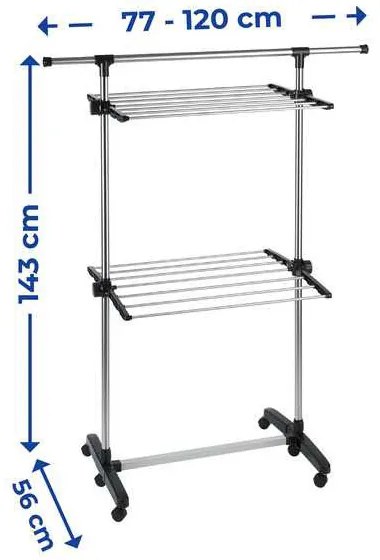 Suszarka na pranie ze stali nierdzewnej, 77-120 cm