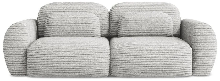 Jasnoszara sztruksowa rozkładana sofa ze schowkiem 266 cm Kini – Makamii