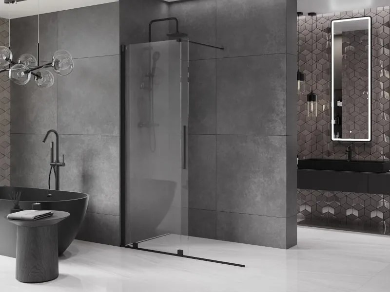 Mexen Velar ścianka prysznicowa rozsuwana Walk-in 140 x 200 cm, transparent 8 mm, czarna - 871-140-000-03-70