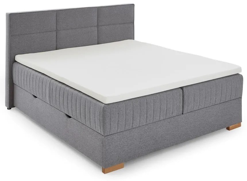 Szare łóżko boxspring ze schowkiem 180x200 cm Tambo – Meise Möbel