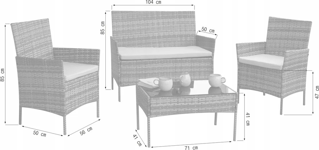 Zestaw mebli ogrodowych - sofa fotele i stolik Natal 010 naturalny
