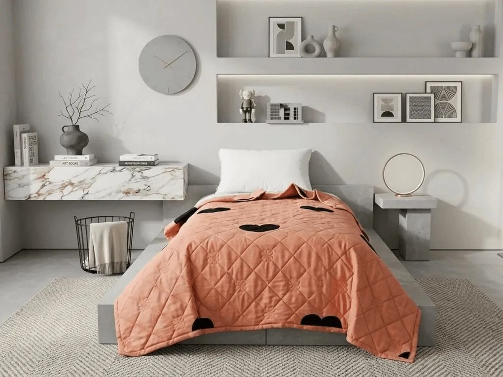 Letnia kołdra HEARTIX 140x200 cm, pomarańczowa