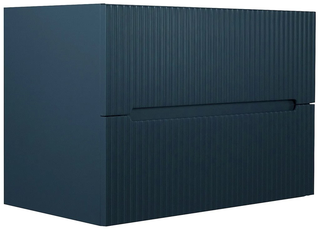 Szafka łazienkowa wisząca  ryflowana niebieska - 80 cm - PAVANI