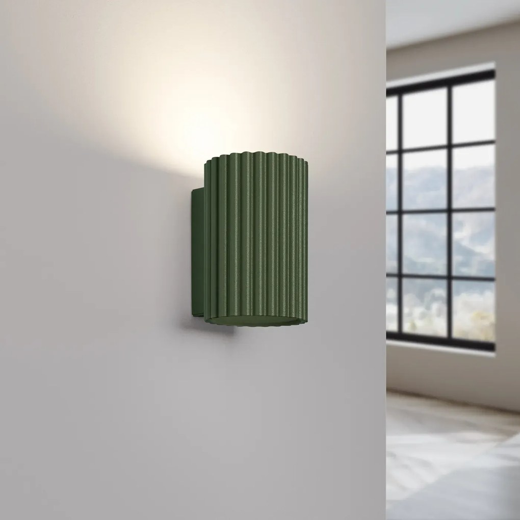 Kinkiet KARBON 10 zielony oliwkowy ryflowany SOLLUX  LIGHTING