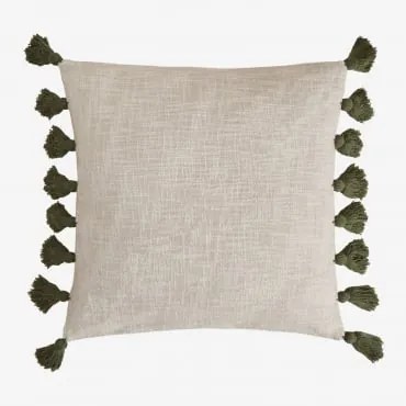 Kwadratowa Poduszka 45x45 Cm Z Bawełny Botucau Gardenia White - Intensywna Oliwkowa Zieleń - Sklum