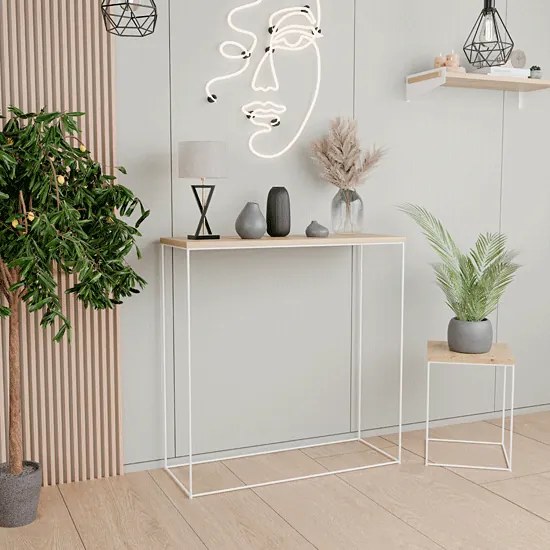 Nowoczesna  konsola do przedpokoju dąb artisan + biały  A6-C54