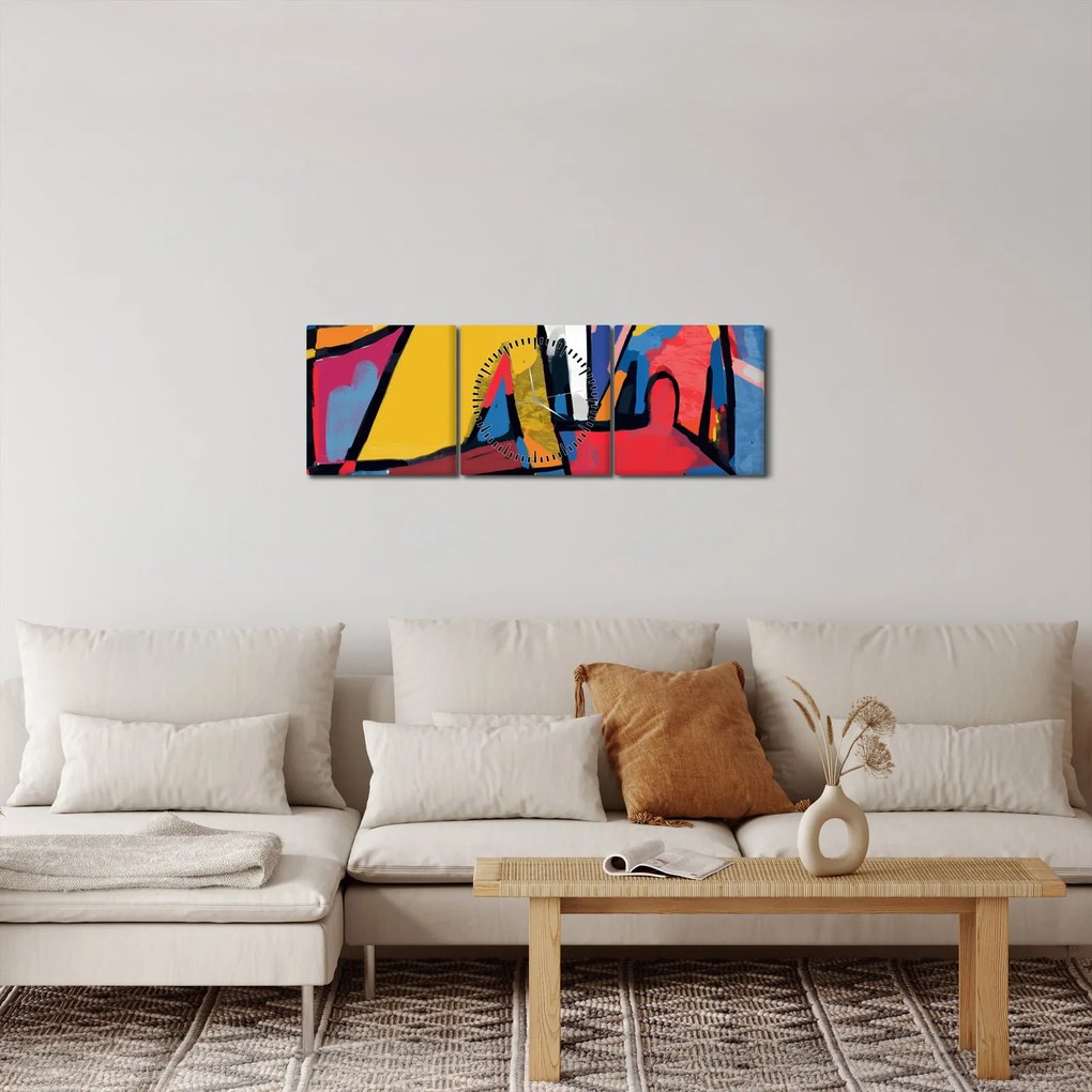 Obraz - Abstrakcja mężczyzn (z zegarem) (90x30 cm)