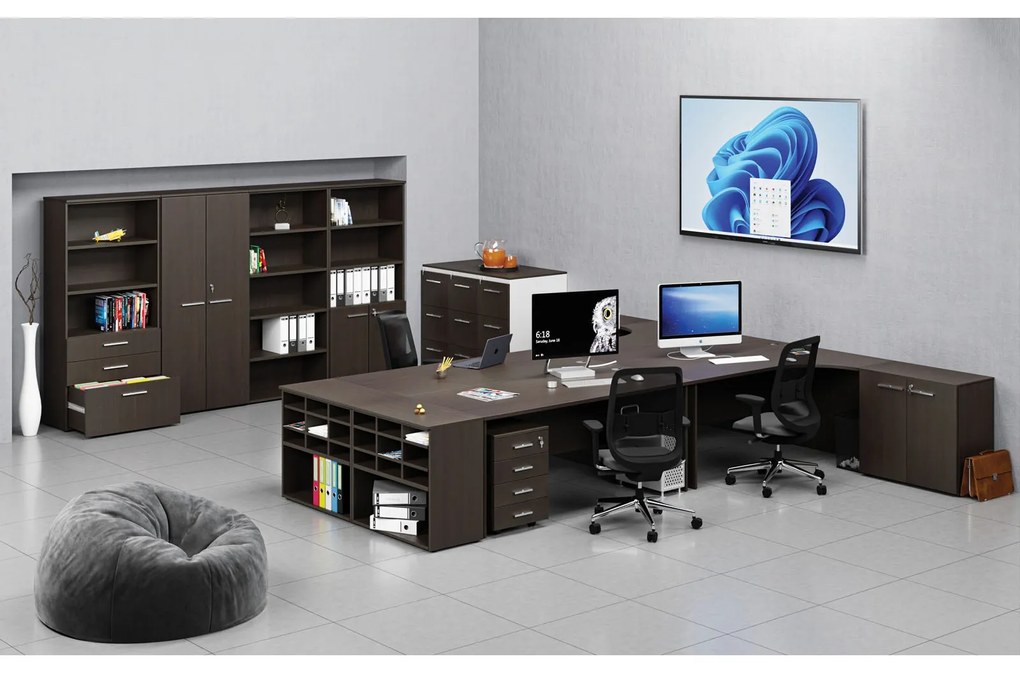 Ergonomiczne biurko PRIMO WOOD, 180x120 cm, lewe, wenge