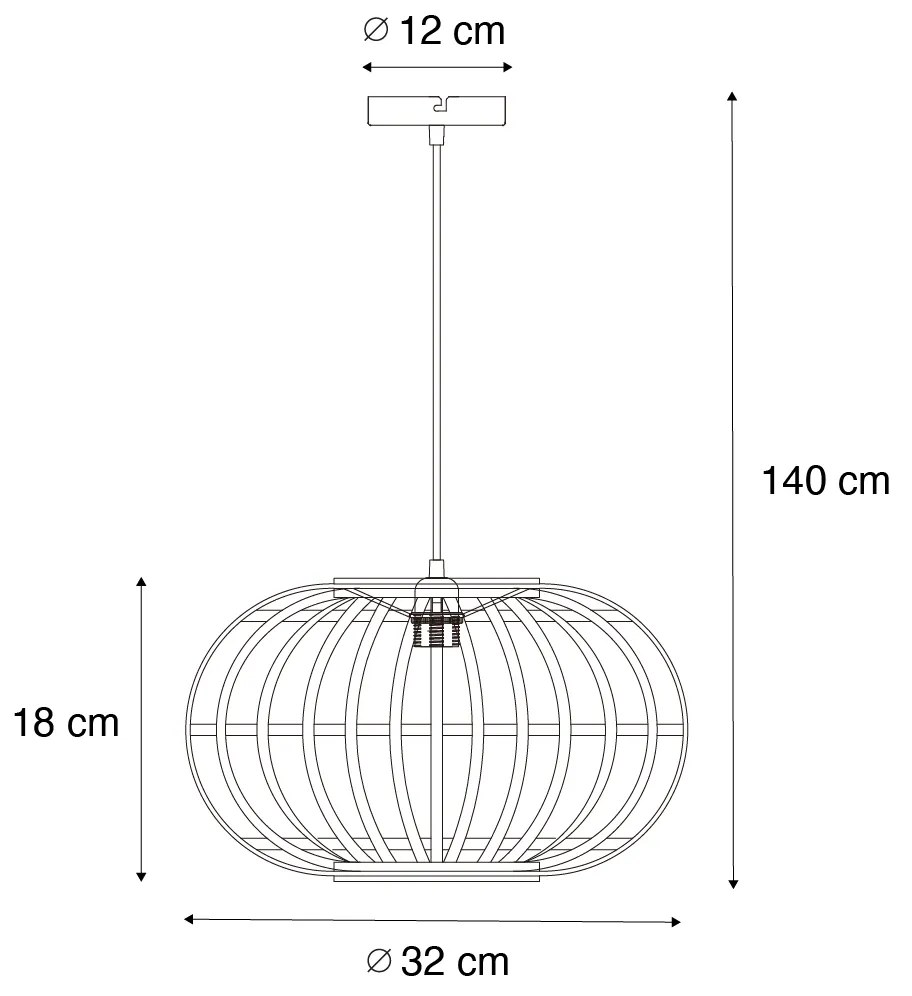 Orientalna lampa wisząca bambusowa 32 cm - Amira