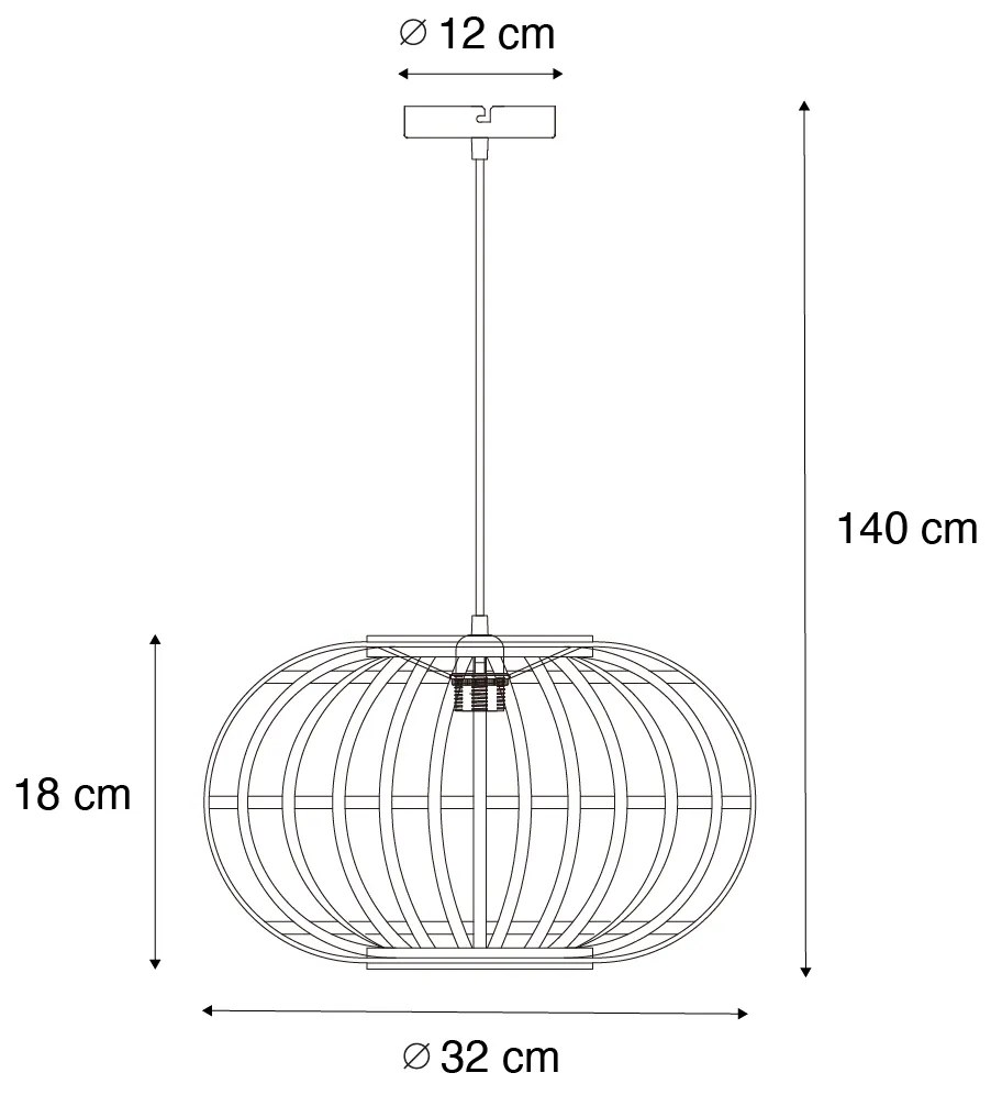 Orientalna lampa wisząca bambusowa 32 cm - AmiraKolonialny Oswietlenie wewnetrzne