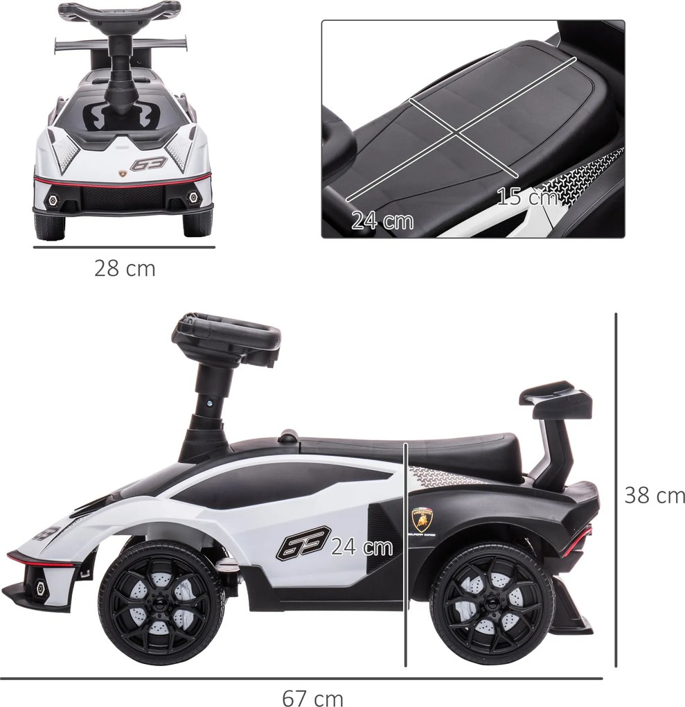 AIYAPLAY Licencjonowany Lamborghini na pedały, samochodzik z efektami dźwiękowymi, zabezpieczeniem przed wywrotką, 67 cm x 28 cm x 38 cm