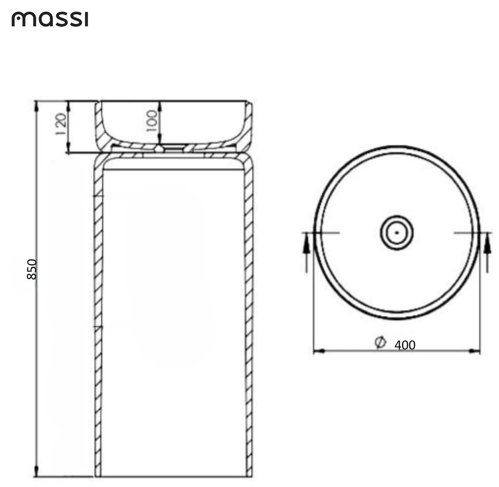 Umywalka z konglomeratu wolnostojąca okrągła z półką szklaną na ręcznik 85 x 40 cm RONA bez przelewu | Różne kolory półki : Kolor szkła - Niebieski, Kolor umywalki RONA - Biały matowy, Podłączenie syfonu - Do podłogi, Półka - Szklana