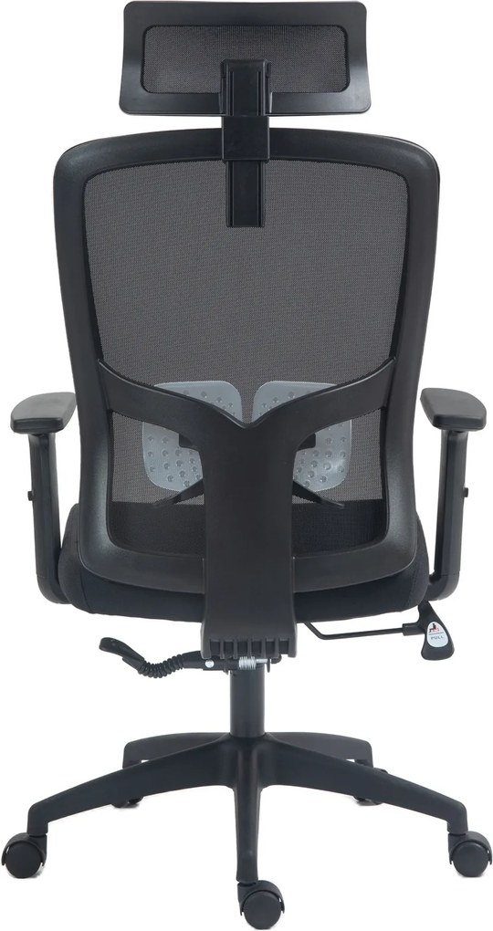 Fotel biurowy siatkowy Praxis do pracy przy komputerze, zgodny z normą BHP