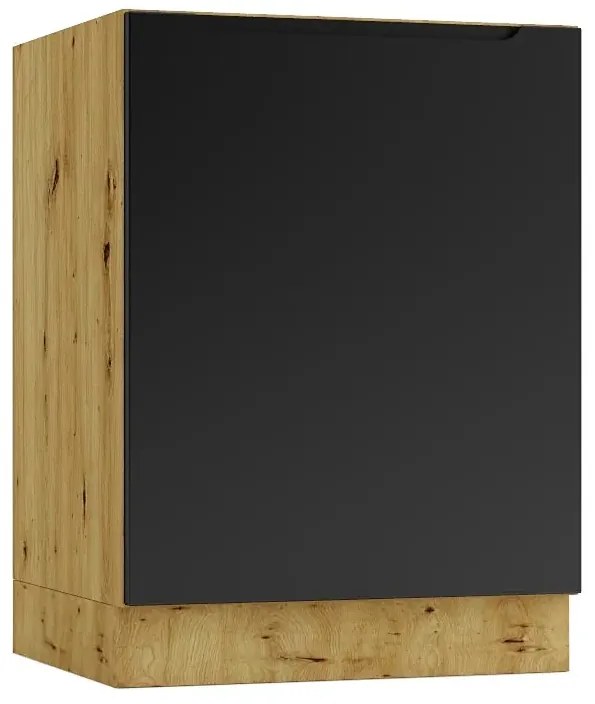 Szafka pod zlew 60 cm dąb artisan + czarny - Orfa 10X
