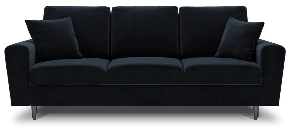 Ciemnoniebieska aksamitna rozkładana/ze schowkiem sofa 235 cm Kyoto – Cosmopolitan Design