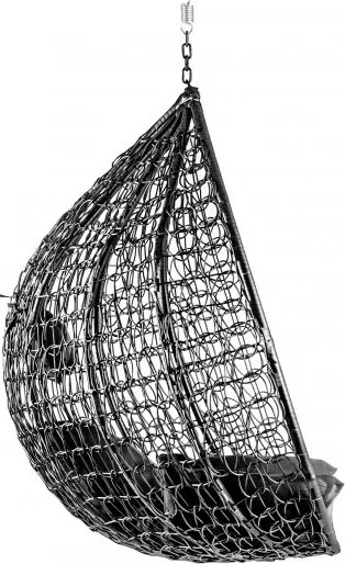 Czarne wiszące krzesło KOKON bez stojaka, szara poduszka