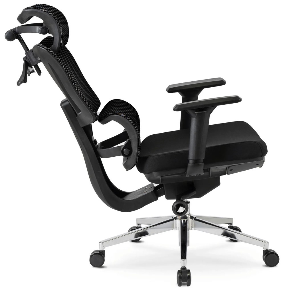 Fotel Biurowy Ergonomiczny Obrotowy z Podnóżkiem DELSIN Czarny