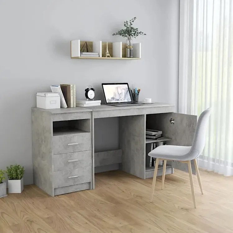Funkcjonalne biurko w kolorze szarego betonu - M005