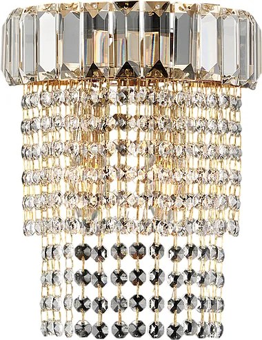 Kinkiet Vladimir 2-punktowy z żelaza i złoconego mosiądzu z kryształkami .22 P.14 BL263-AP2-OR