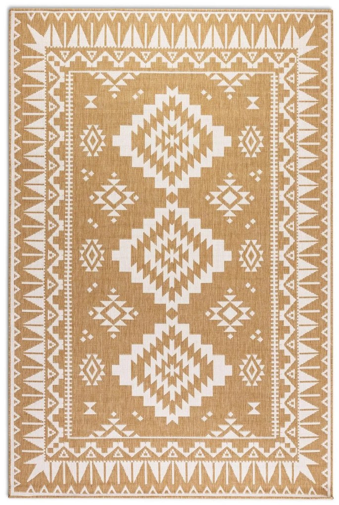 Dywan dwustronny zewnętrzny Gemini kremowo-złoty 80 cm x 150 cm
