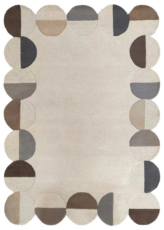 Szarobeżowy wełniany dywan tkany ręcznie 120x170 cm Mia Scallop Frame – Flair Rugs