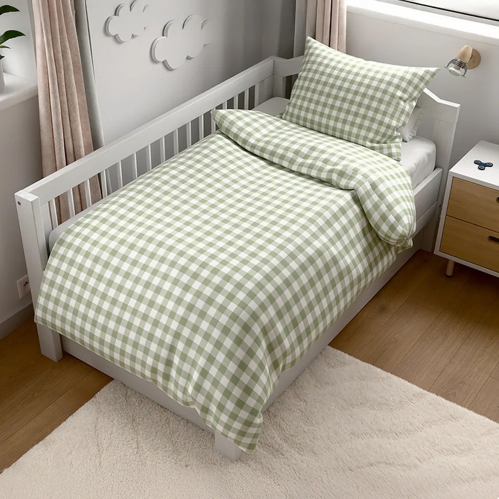 PrzytulneMieszkanie.pl PrzytulneMieszkanie.pl Pościel z kory do łóżeczka Renforcé GRENTIS zielona Rozmiar pościeli: 45 x 65 cm | 90 x 140 cm